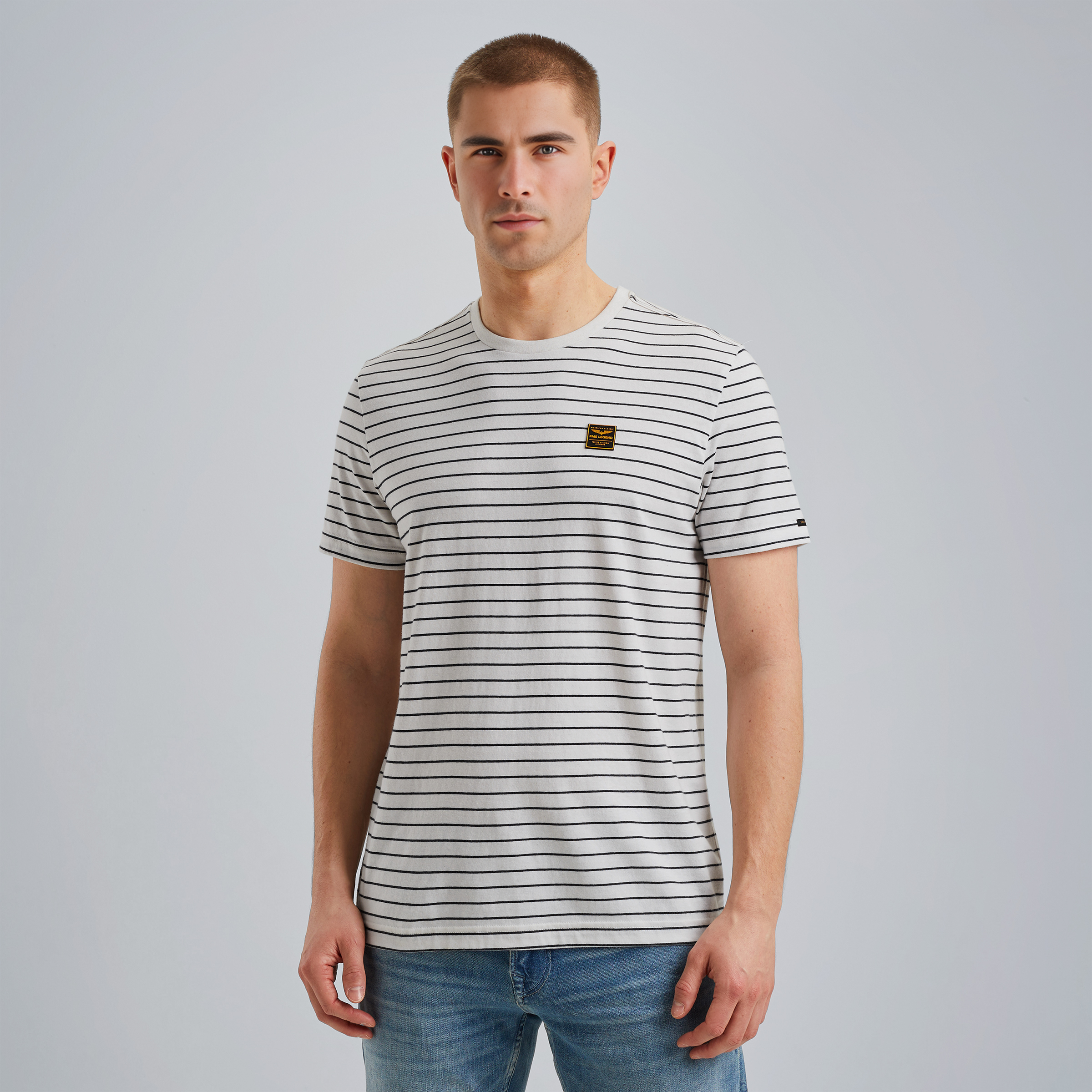 【Opening Project】 Identity Stripe Collar Half T Shirt Opening Project】 Identity Stripe Collar Half T Shirt