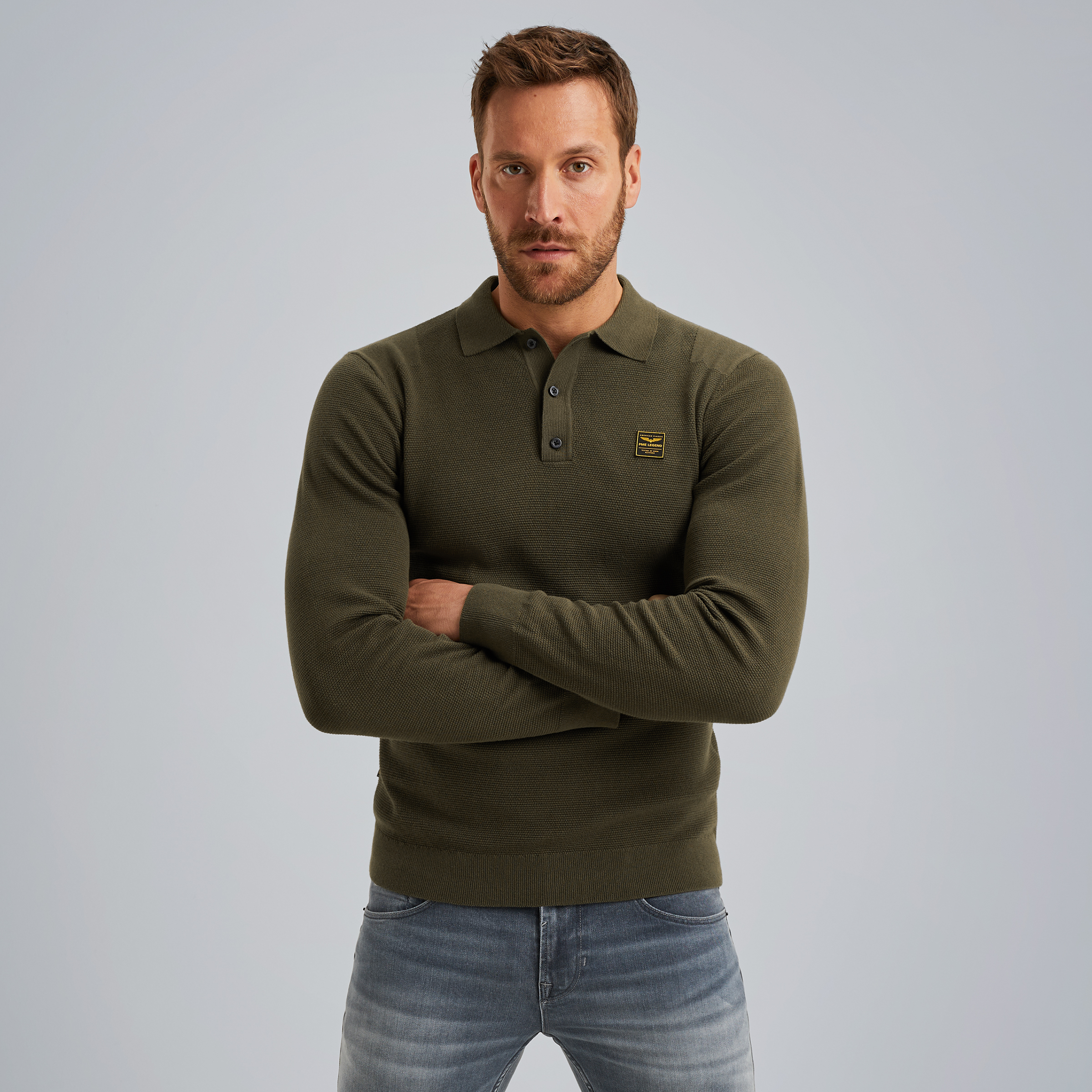 Polo met lange mouwen in Olive Night | PME Legend®NL